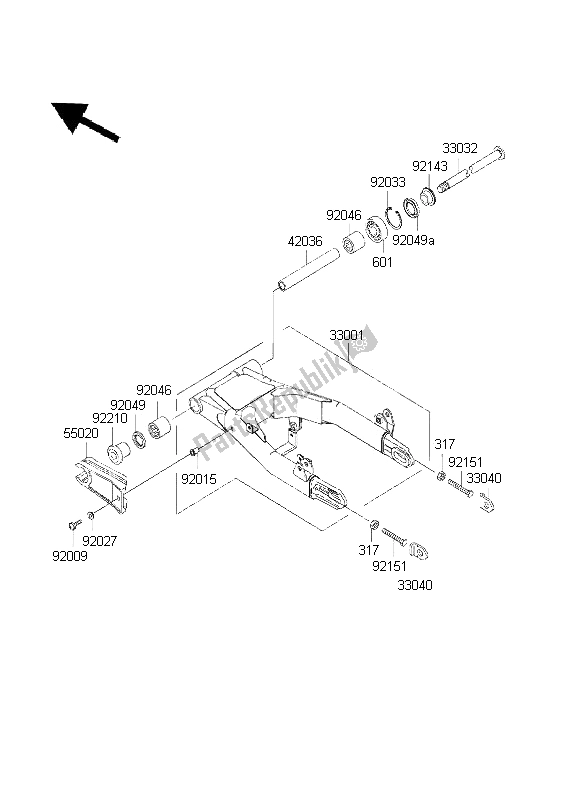 Toutes les pièces pour le Bras Oscillant du Kawasaki W 650 2001