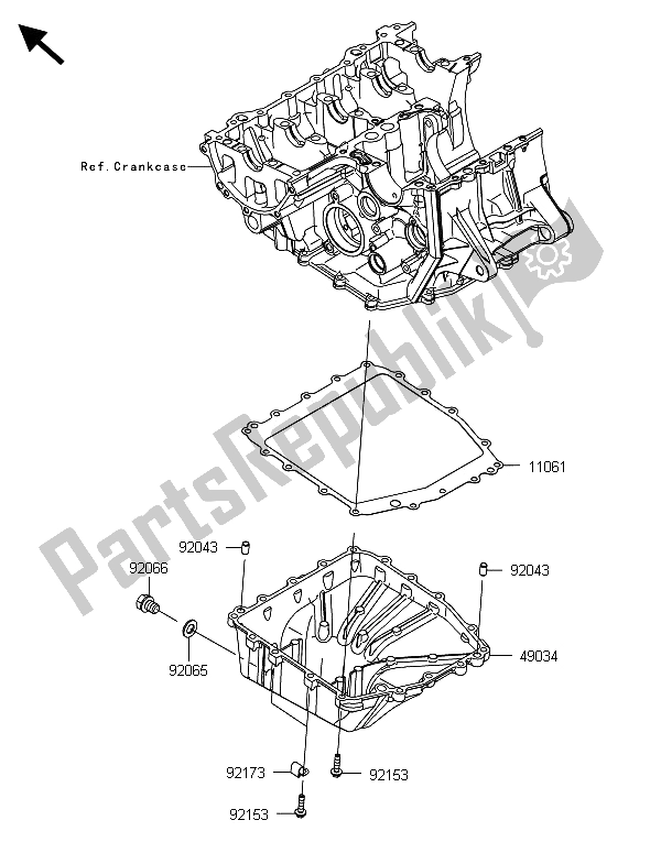 All parts for the Oil Pan of the Kawasaki Ninja ZX 6R 600 2013