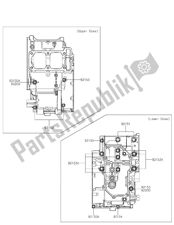All parts for the Crankcase Bolt Pattern of the Kawasaki Z 300 ABS 2015