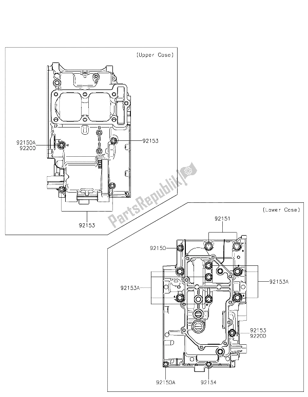 All parts for the Crankcase Bolt Pattern of the Kawasaki Z 300 ABS 2015