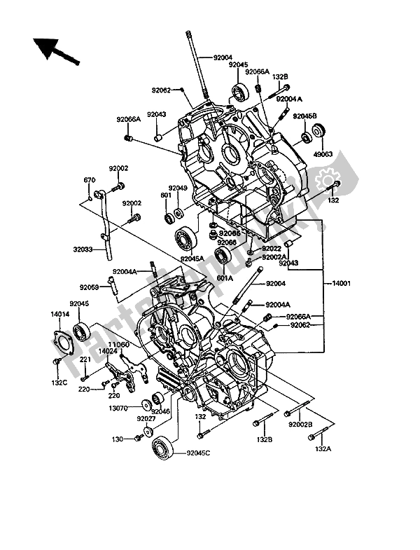 Tutte le parti per il Carter del Kawasaki VN 750 Twin 1994