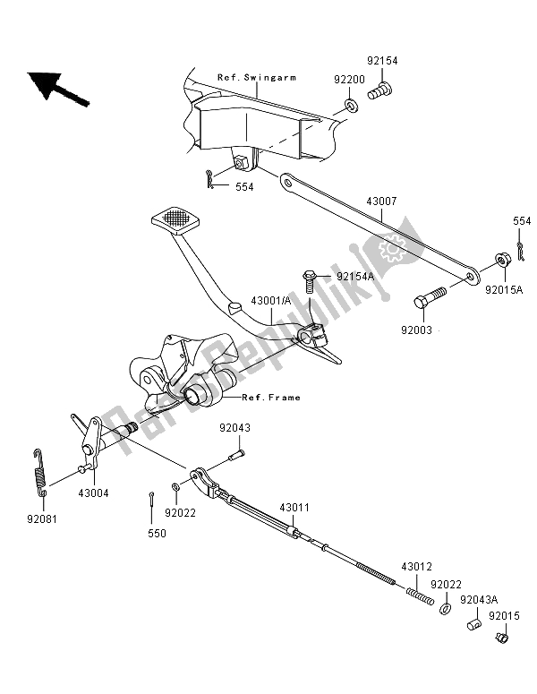 All parts for the Brake Pedal of the Kawasaki W 800 2012