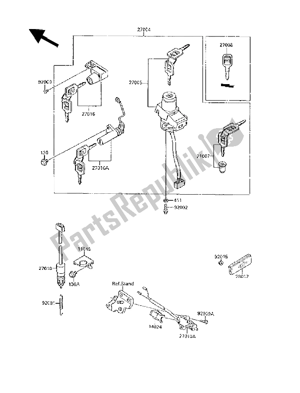 Tutte le parti per il Interruttore Di Accensione del Kawasaki GPX 250R 1988