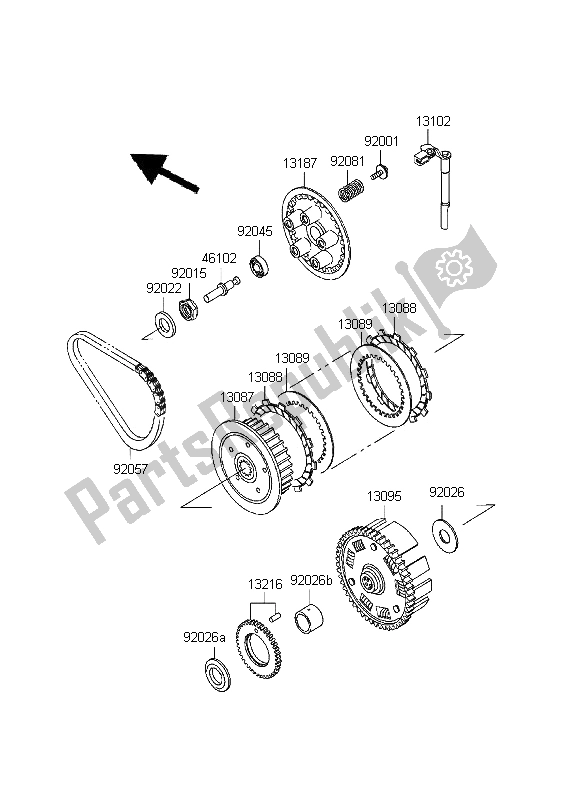 Todas as partes de Embreagem do Kawasaki KLE 500 1996