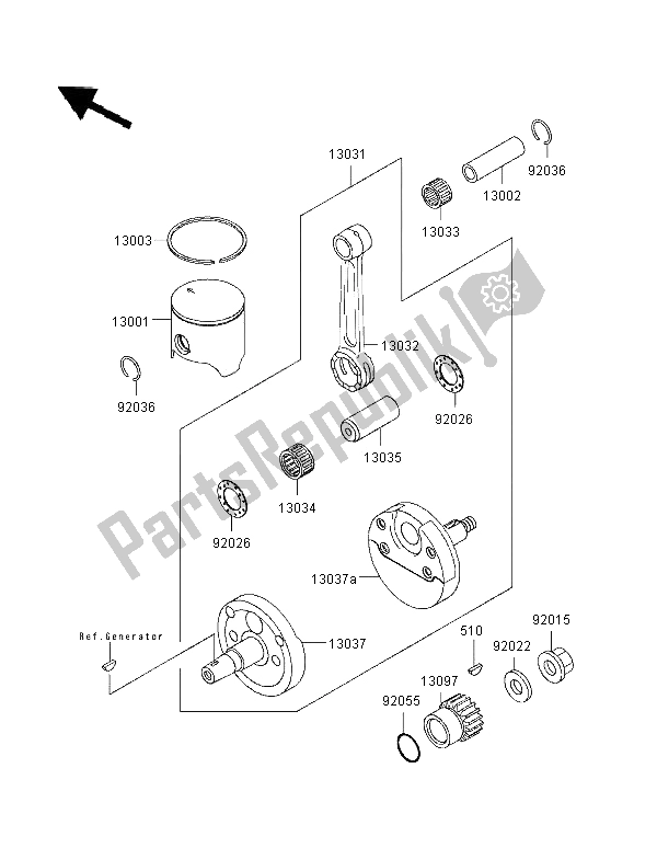 All parts for the Crankshaft & Piston of the Kawasaki KX 125 1996