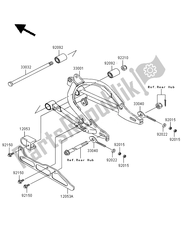 Tutte le parti per il Forcellone del Kawasaki KLX 110 2007