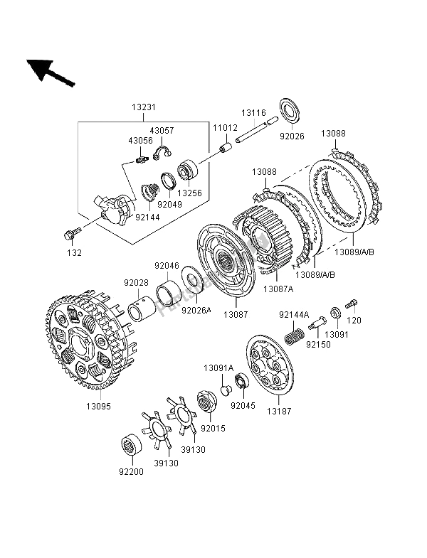 All parts for the Clutch of the Kawasaki Ninja ZX 7R 750 1996