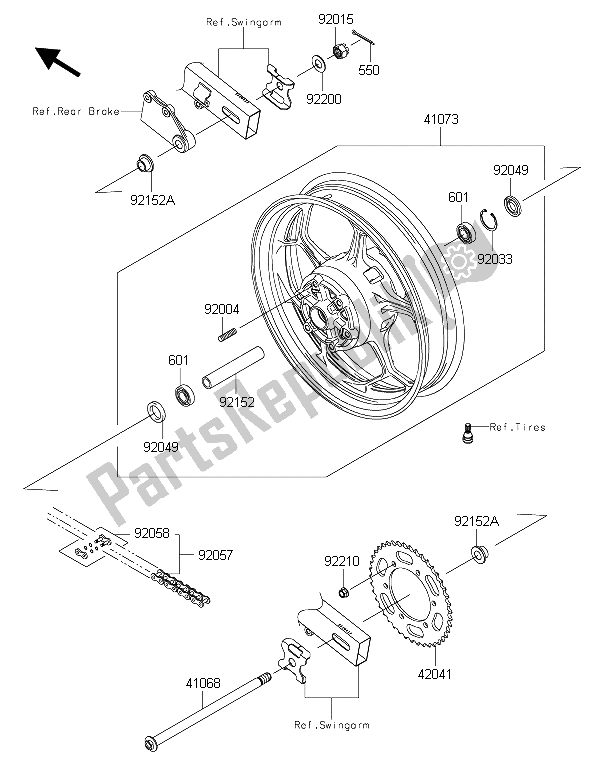 All parts for the Rear Hub of the Kawasaki Ninja 250 SL 2015