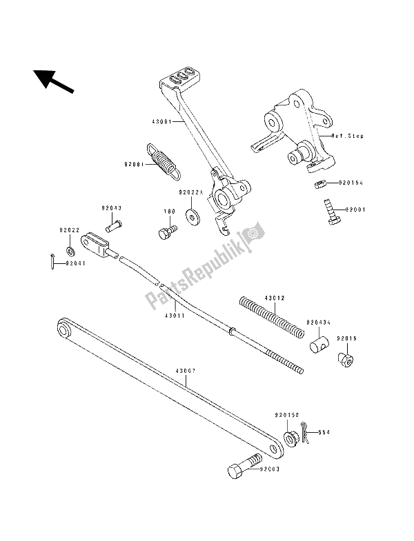 Tutte le parti per il Pedale Del Freno del Kawasaki GPZ 500S 1992