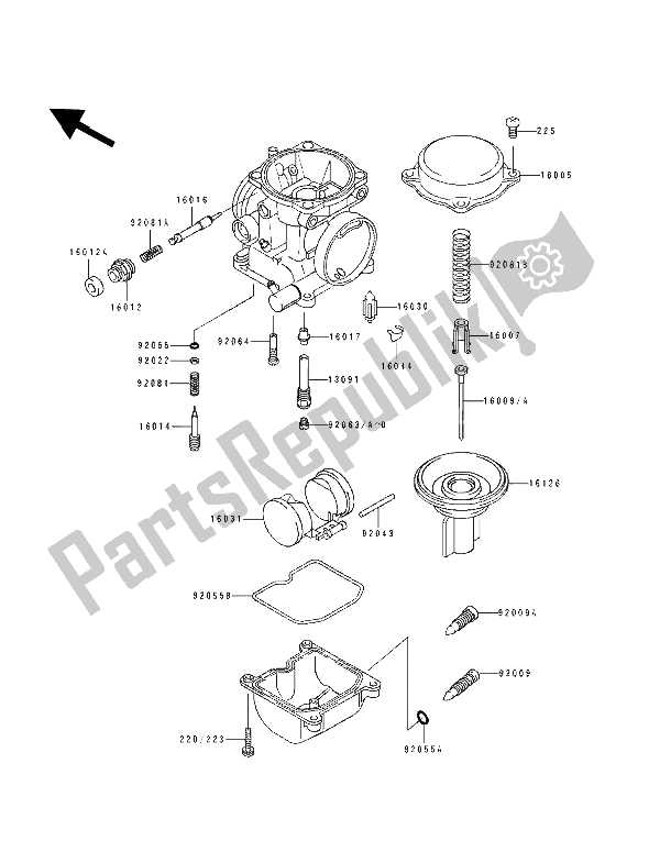 Tutte le parti per il Parti Del Carburatore del Kawasaki EL 250E 1993