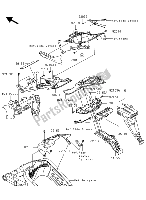 All parts for the Rear Fender of the Kawasaki Ninja ZX 6R 600 2012