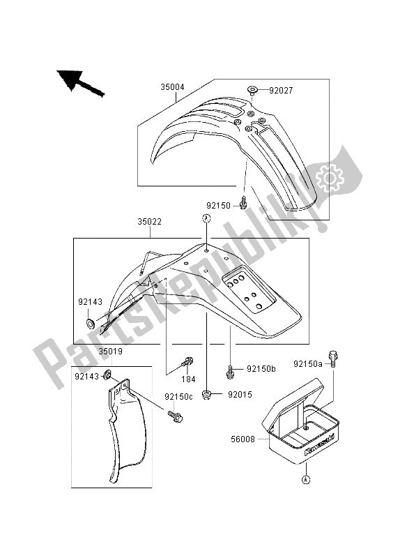 All parts for the Fenders of the Kawasaki KDX 200 1999