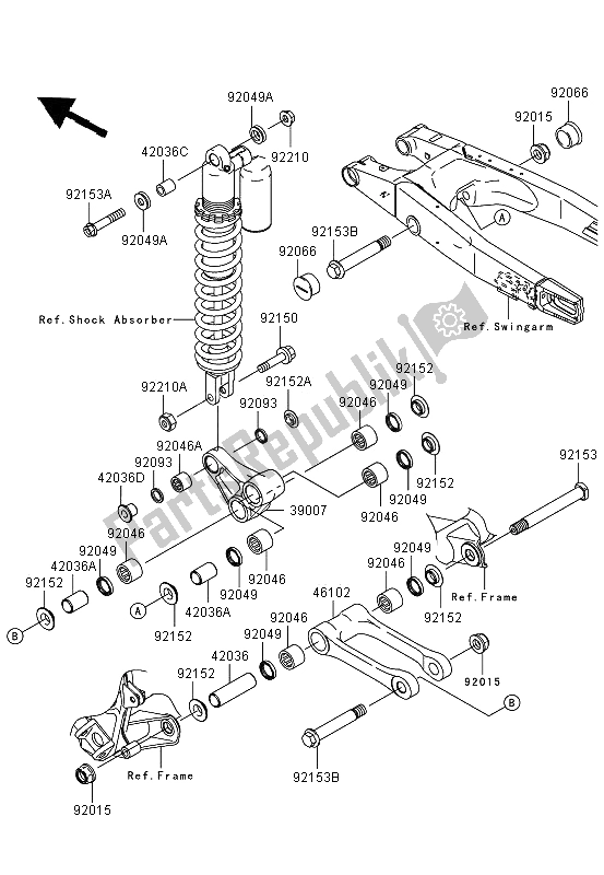 All parts for the Suspension of the Kawasaki KX 125 2006