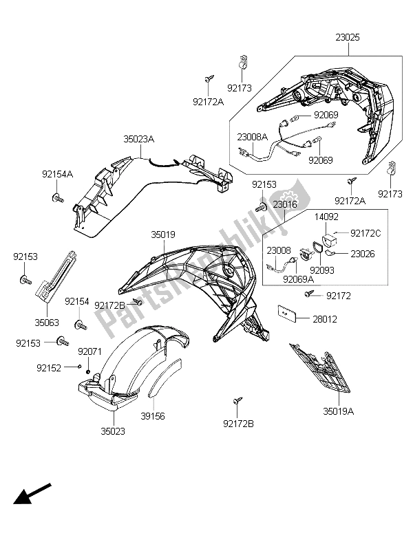 All parts for the Taillight(s) of the Kawasaki J 300 ABS 2015