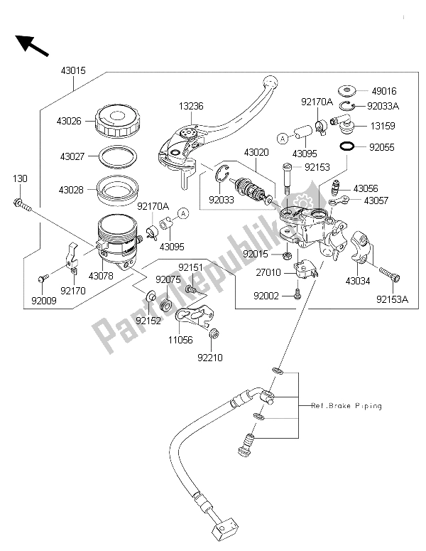 Wszystkie części do Przedni Cylinder G?ówny Kawasaki Ninja ZX 6R ABS 600 2015