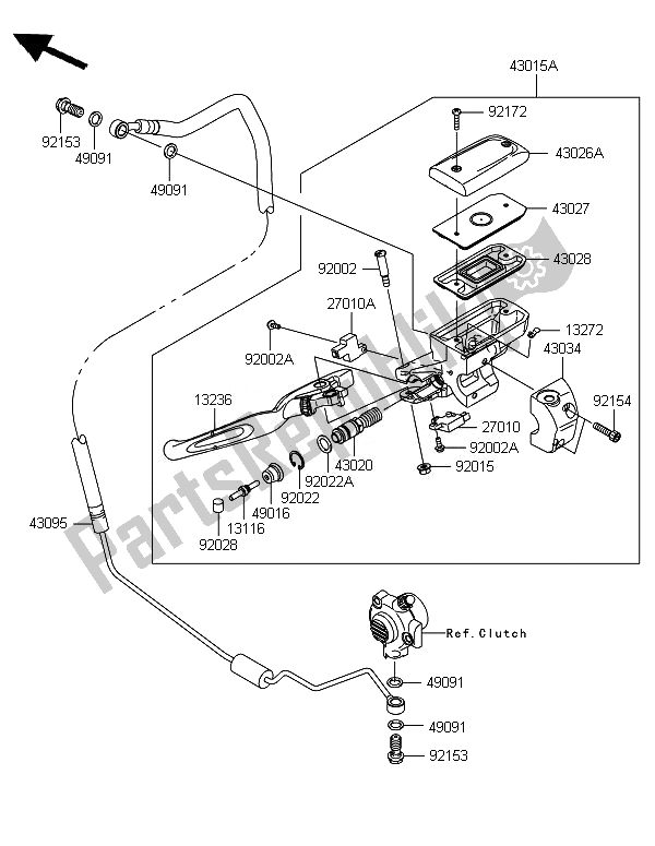 All parts for the Clutch Master Cylinder of the Kawasaki VN 1700 Classic Tourer ABS 2014