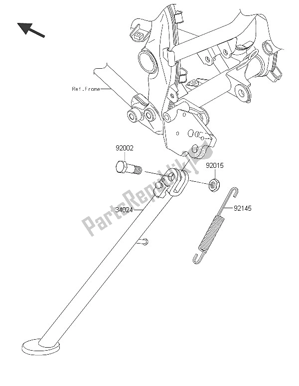 All parts for the Stand(s) of the Kawasaki D Tracker 150 2016