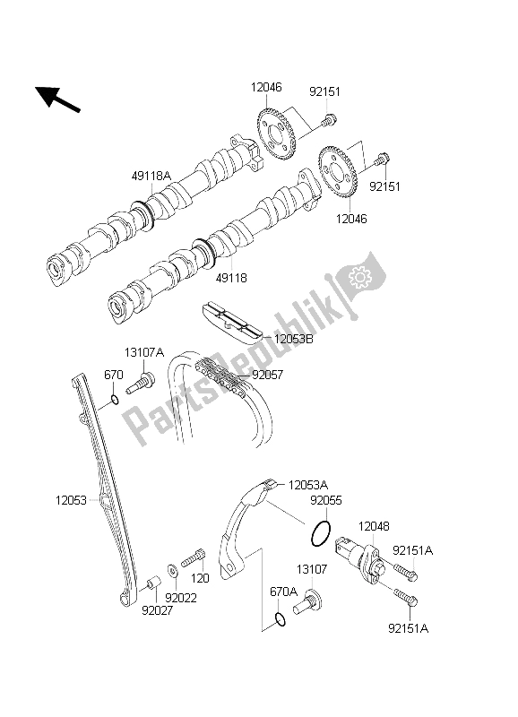 Tutte le parti per il Albero A Camme (s) E Tenditore del Kawasaki Ninja ZX 6 RR 600 2004