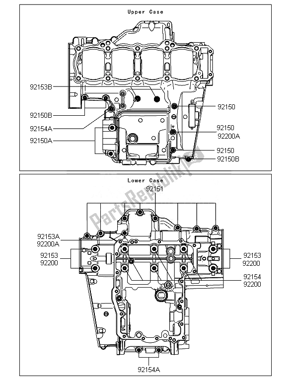 Tutte le parti per il Modello Del Bullone Del Basamento del Kawasaki ZX 1000 SX ABS 2014