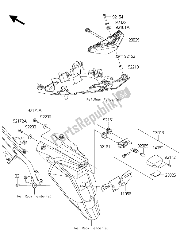 All parts for the Taillight(s) of the Kawasaki ER 6N ABS 650 2015