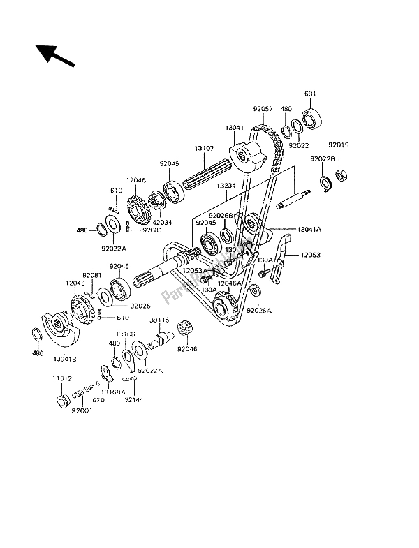 All parts for the Balancer of the Kawasaki KLR 600 1994