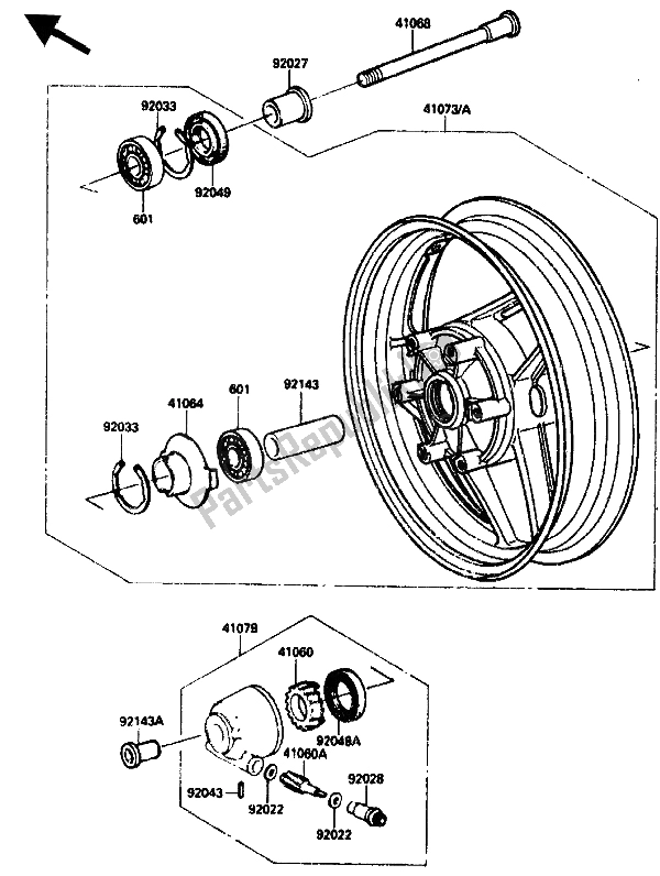 Todas las partes para Buje Delantero de Kawasaki ZX 10 1000 1988