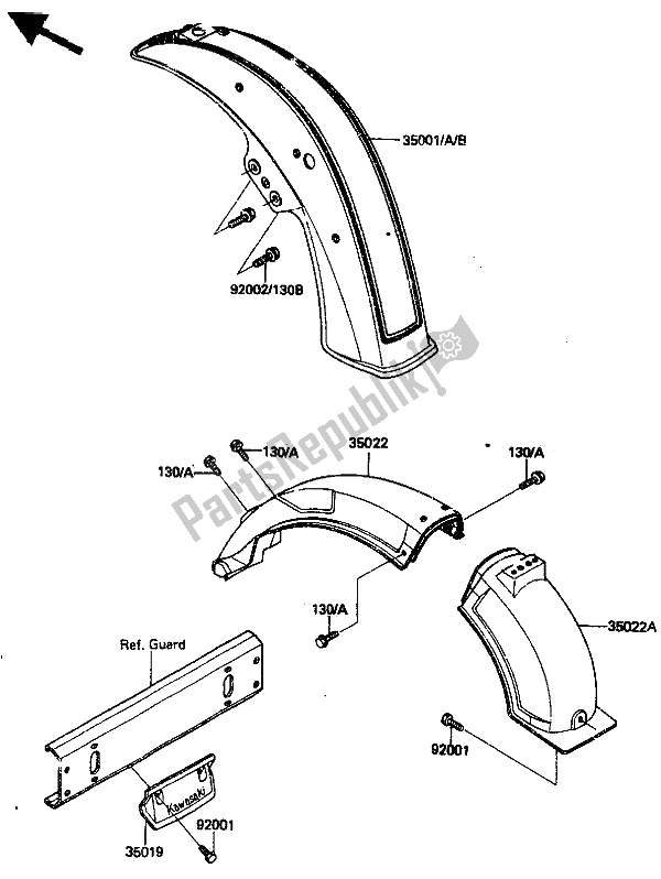 Tutte le parti per il Parafango del Kawasaki ZN 1300 1986