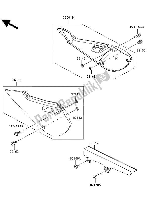 Tutte le parti per il Coperture Laterali E Copertura A Catena del Kawasaki KLX 110 2003