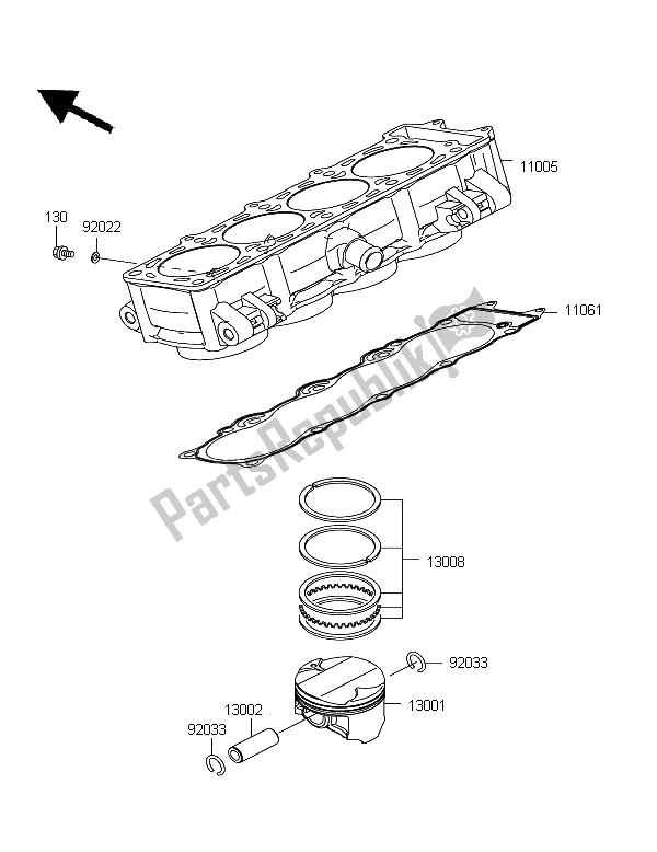 All parts for the Cylinder & Piston of the Kawasaki Z 750 2011