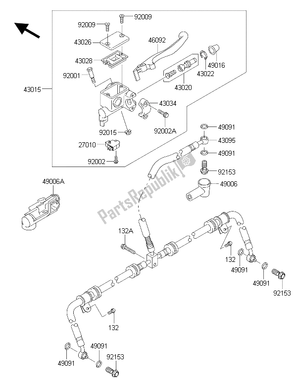All parts for the Front Master Cylinder of the Kawasaki Brute Force 750 4X4I EPS HFF 2015