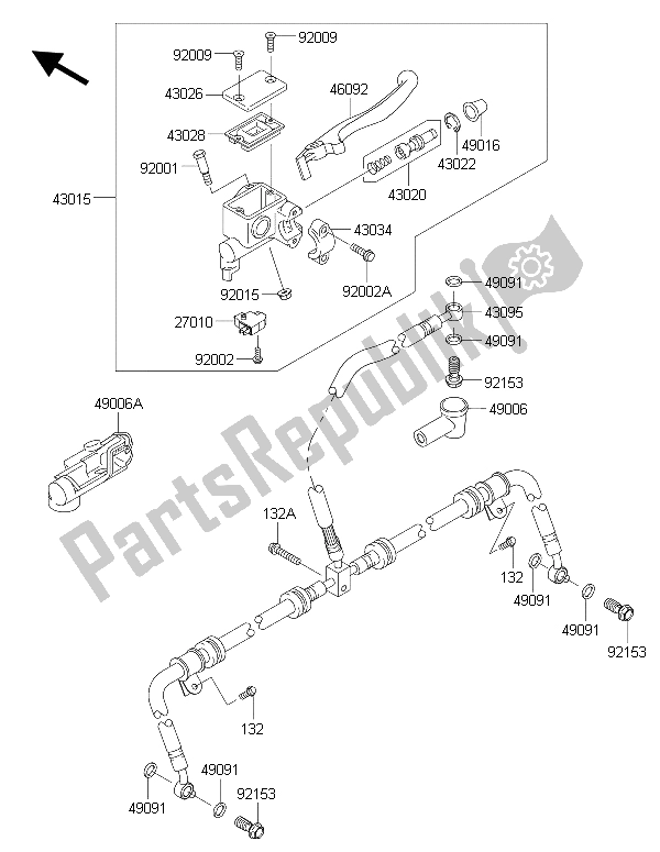 All parts for the Front Master Cylinder of the Kawasaki Brute Force 750 4X4I EPS HFF 2015