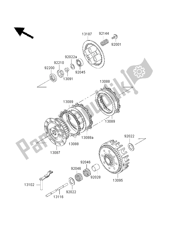 Wszystkie części do Sprz? G? O Kawasaki KX 125 2001