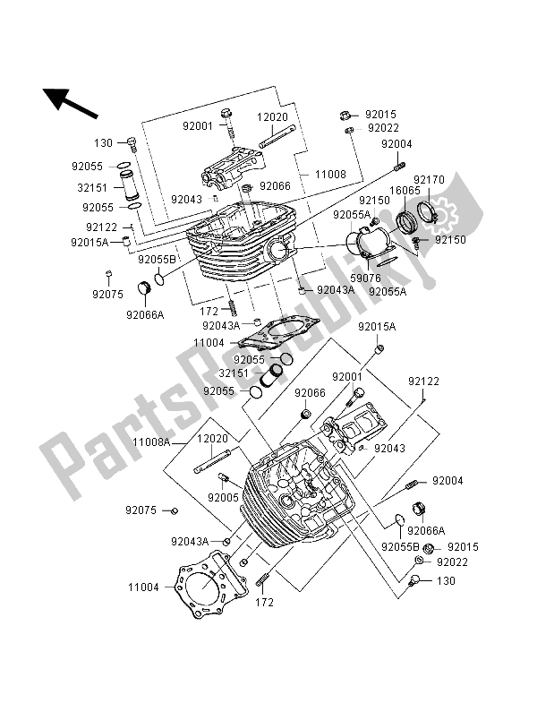 Todas las partes para Cabeza De Cilindro de Kawasaki VN 800 Classic 1998