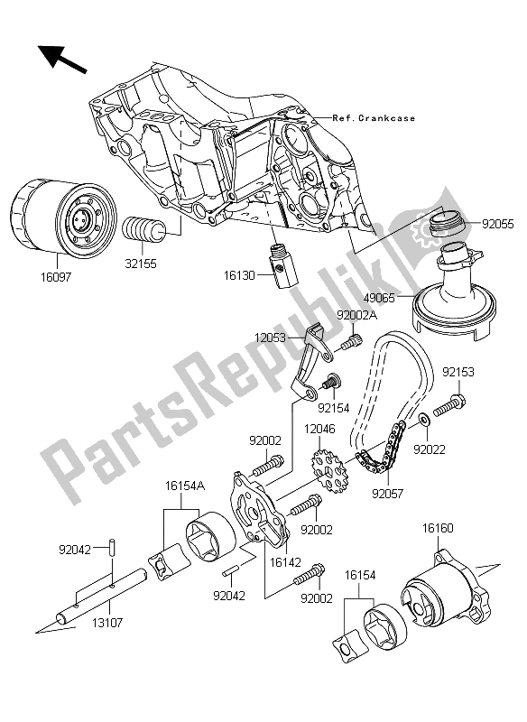 Alle onderdelen voor de Oliepomp van de Kawasaki ER 6F ABS 650 2009