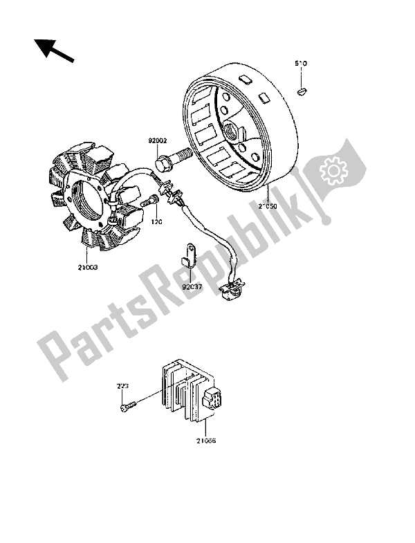 Alle onderdelen voor de Generator van de Kawasaki KLR 600 1989