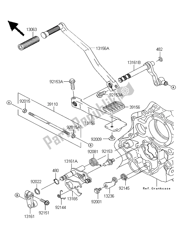 All parts for the Gear Change Mechanism of the Kawasaki VN 1600 Classic 2004