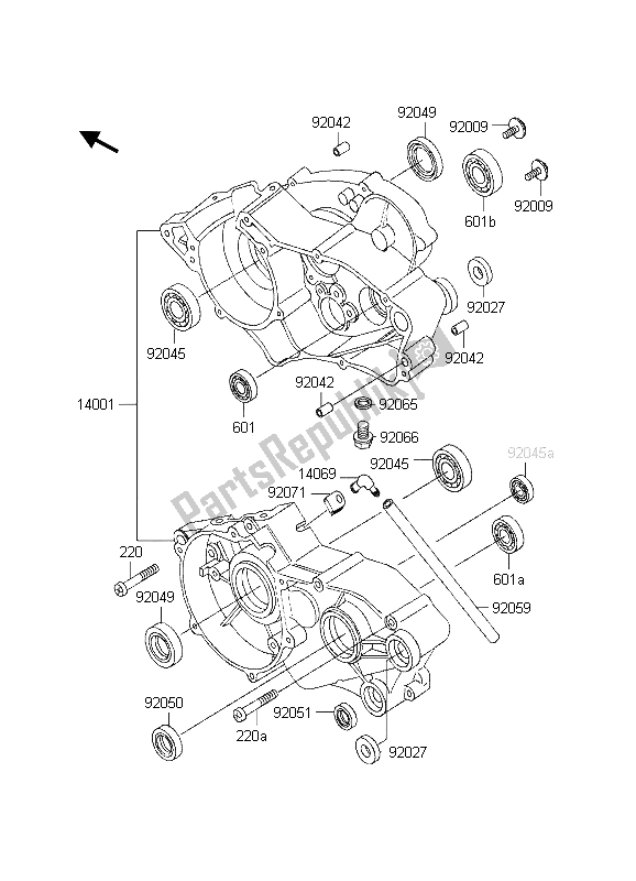 All parts for the Crankcase of the Kawasaki KX 60 1998