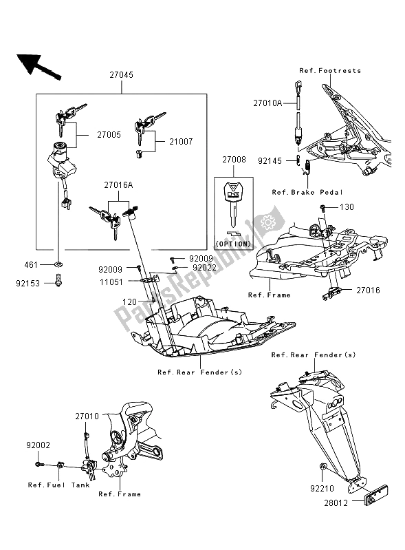 Tutte le parti per il Interruttore Di Accensione del Kawasaki ER 6N 650 2006