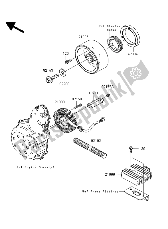All parts for the Generator of the Kawasaki ER 6N 650 2008