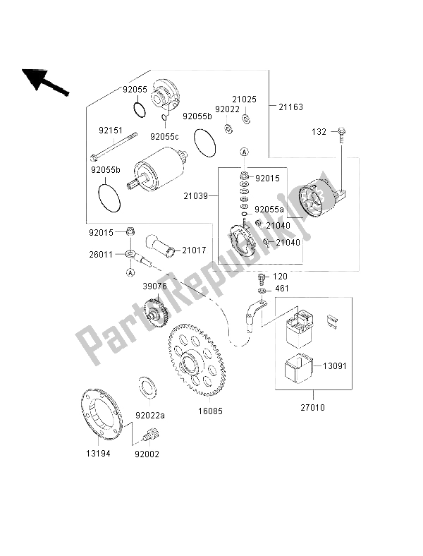 Toutes les pièces pour le Démarreur du Kawasaki Eliminator 125 2002