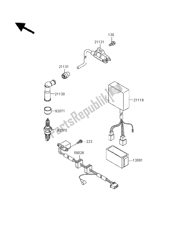 Tutte le parti per il Sistema Di Accensione del Kawasaki KLR 650 1996