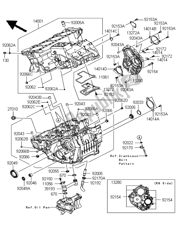 Todas as partes de Bloco Do Motor do Kawasaki Ninja ZX 10R ABS 1000 2011