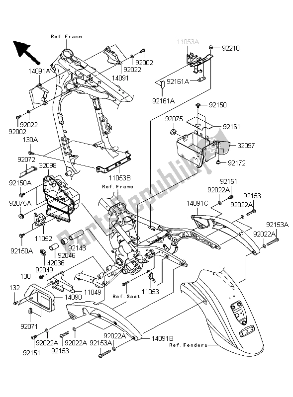 All parts for the Frame Fittings of the Kawasaki VN 1600 Classic 2004