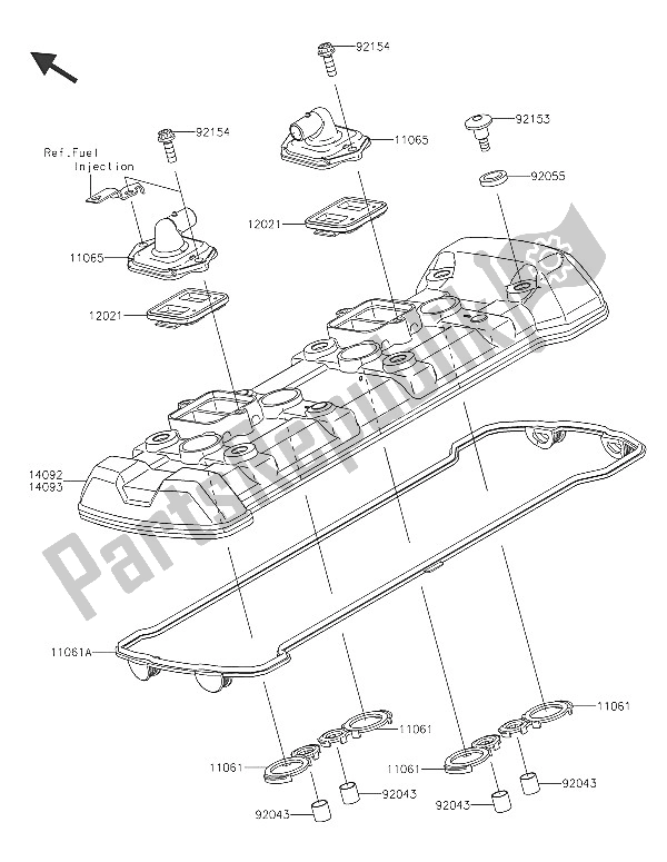 All parts for the Cylinder Head Cover of the Kawasaki Z 1000 ABS 2016