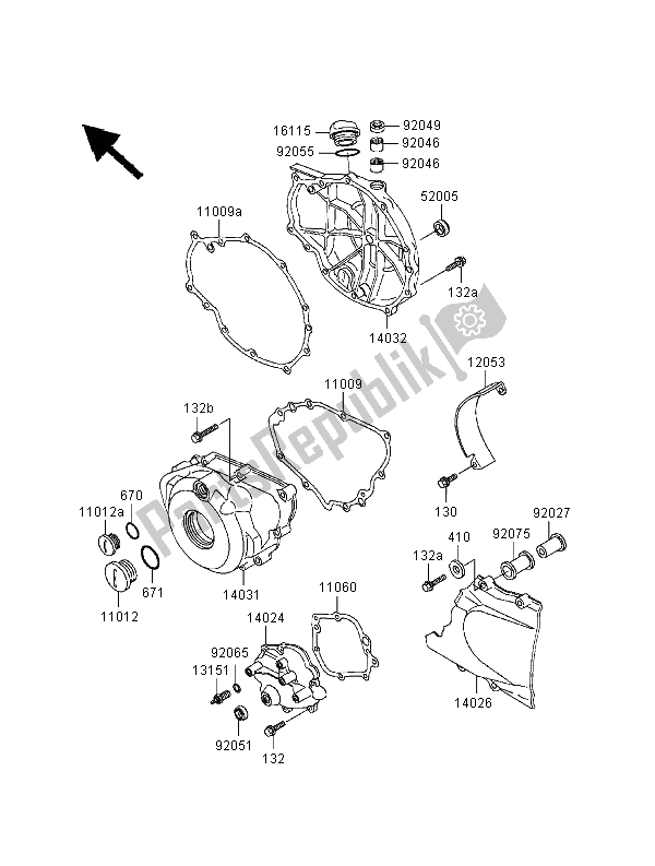 Toutes les pièces pour le Couvercles De Moteur du Kawasaki GPZ 500S 2000