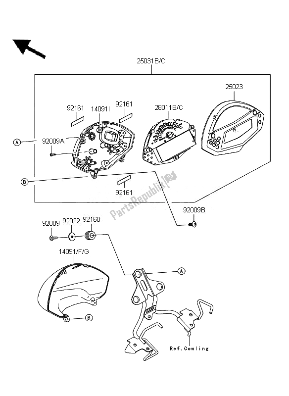 Alle onderdelen voor de Meter van de Kawasaki ER 6N 650 2011