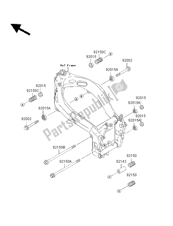 Tutte le parti per il Montaggi Della Struttura del Kawasaki Ninja ZX 7 RR 750 1996