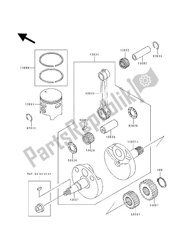 Tutte le parti per il Albero Motore E Pistone (i) del Kawasaki KX 100 1993