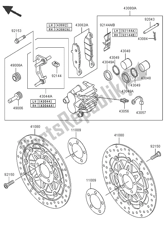 Toutes les pièces pour le Frein Avant du Kawasaki Z 750S 2005