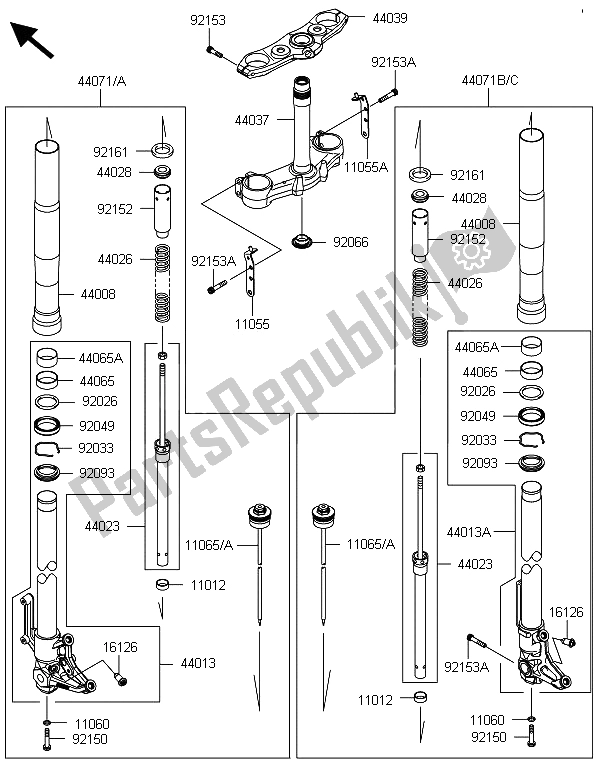 Todas las partes para Tenedor Frontal de Kawasaki Z 1000 ABS 2013